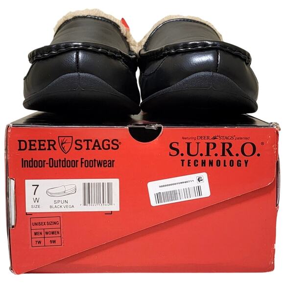 Deer Stags Men Spun Slip On Plush Loafer Slippers Size US 7W Black Vegan - Picture 5 of 5